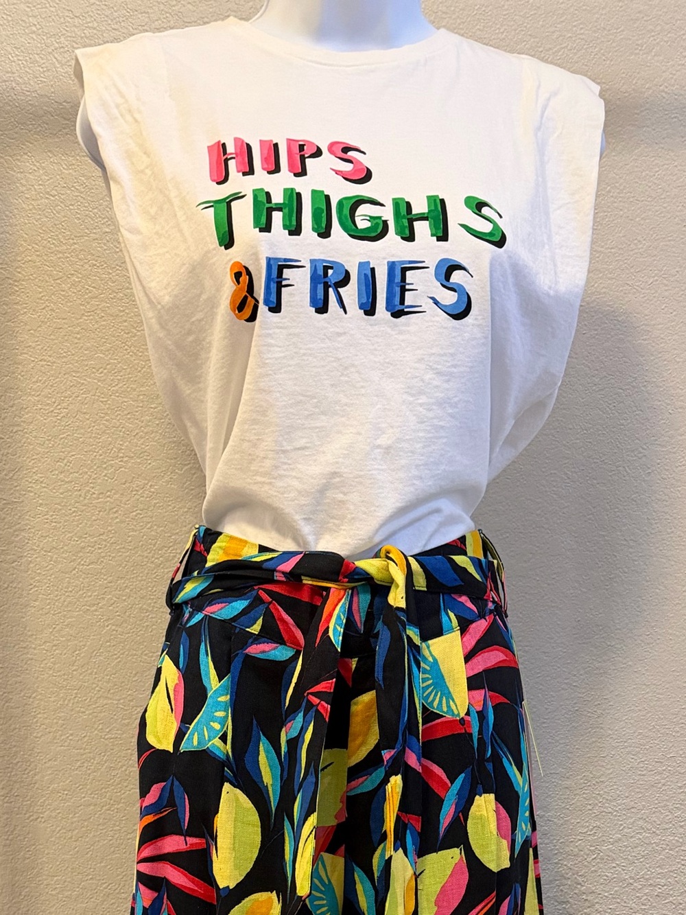 Target x Tabitha Brown White Tank Top with "HIPS THIGHS & FRIES" Graphic XS